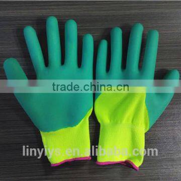 Green Foam Latex/Rubber Palm Coated Work Safety Nylon Gloves