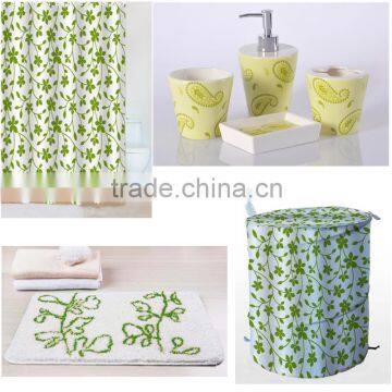 Modern green leaf design household Assortment bath accessories set