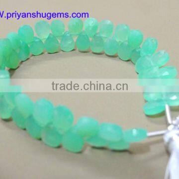 Beautiful Chrysoprase Handmade Faceted Pear 5*7 mm 6" Strand length Natural gemstones