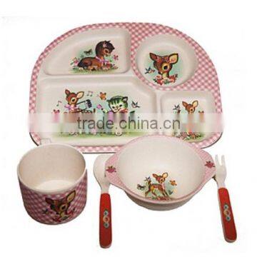 2015-2016 Hot sales New Style Eco-friendly Bamboo Fiber Kids Dinnerware Set