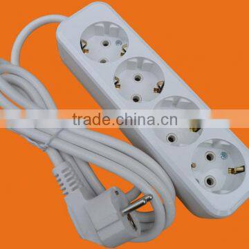 European style 4 way extension power socket with earth (E8004E)