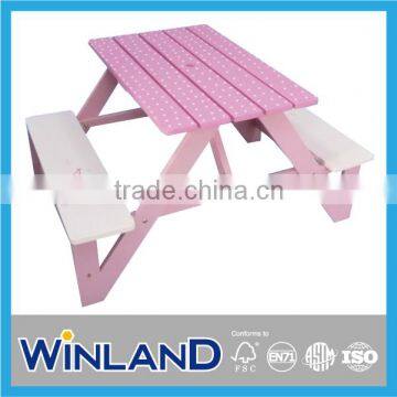 Kids Wooden Antique Pink Design Picnic Table