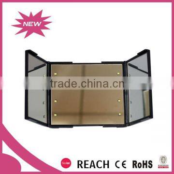 Three side plastic LED Lighted traveling make up mirror
