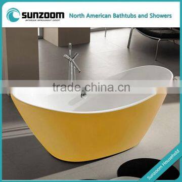 SUNZOOM yellow bathtub,galaxy acryllic bathtub,freestanding resin bathtub