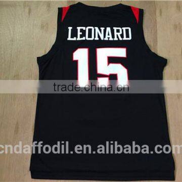 New style basketball jersey design 15 Kawhi Leonard San Diego State College short sleeve basketball jersey