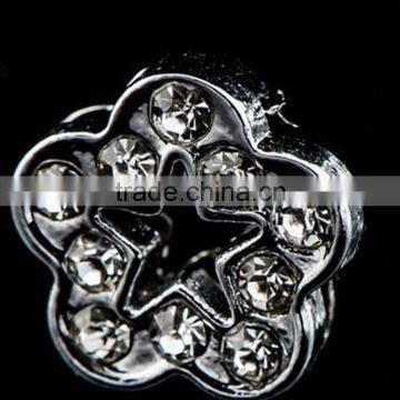 2015 Hot Alloy Rhinestone Flower And Star Shape 8mm Slide Charms Shining Beads