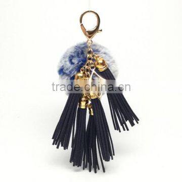 Rabbit charm fur ball bag tassel keychain with tassel elements