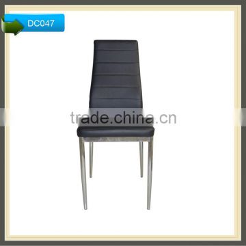 high back leather metal chair plastic black dining chair