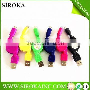 Retractable micro 5Pin USB cable for iphone4 for samsung