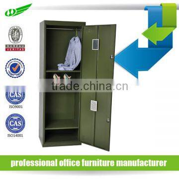 Factory hot sale single unit 2 door green color military metal locker metal wardrobe locker with mirror