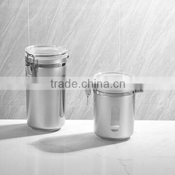 food safe silver sqare acrylic canister /sealed pot/airtight container