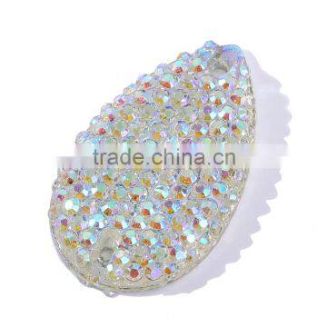 17*25mm white sew on rhinestone whitout holes pear shapen ,flatback cabochon for clothing