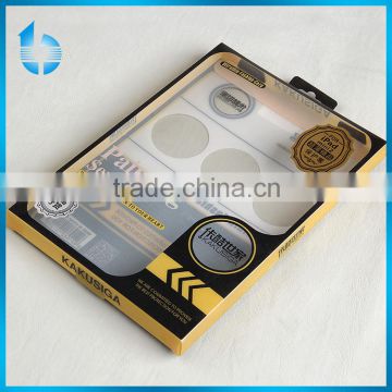 Formal factory professionly supply black and gold printing pvc packaging box for film coating of mobile phone