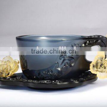 2015 new design hot sale crystal coffee cup, saucer coffee cup and saucer