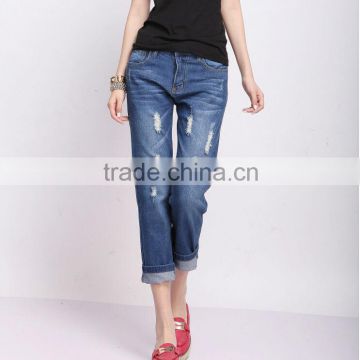 New arrival jeans hole Nine minutes of pants The beggar pants straight A pair of jeans