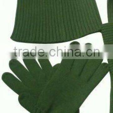 promotional acrylic knitted hat scarf glove set with embroidery logo for lady