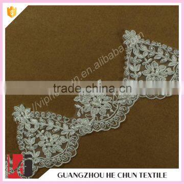 HC-2226-1 Hechun China Guangzhou Small Border White Pearl Beaded Lace Bridal Trim