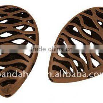 Alloy Beads, Lead Free & Nickel Free, Drop, Red Copper Color, about 20x13x8mm, hole: 2mm(PALLOY-GK120-R-FF)