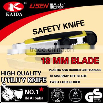 Stationery 18 mm Sliding Blade Plastic with rubber grip handle Utility Knife