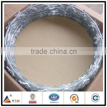 Best sell galvanized concertina rzaor barbed wire for fencing