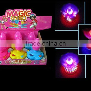 Flashing led light lotus flower spinning top windwill toys