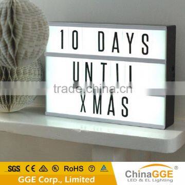 A4 size USB cinematic light box battery operated light box LED cinema light box with changeable letter sign