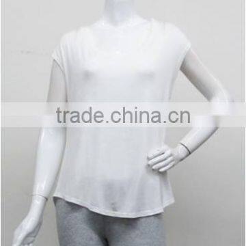 Wholesale women white plain fashion top,OEM high quality polyester/cotton ladies shirt top