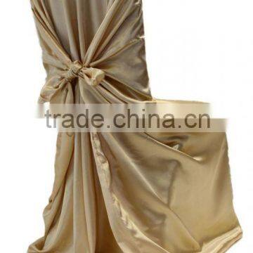 Champagne universal satin chair cover&satin self-tie chair cover