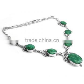 The Memories !! Dyed Emerald 925 Sterling Silver Necklace, Silver Jewellery 925, Sterling Silver Jewellery