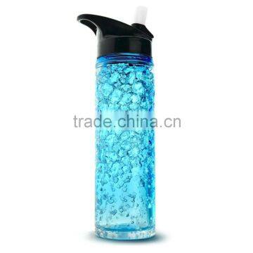 double wall freezer water bottle, freezeable watter bottle, watter bottle with gel