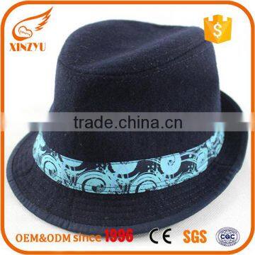 Wholesale custom mens dress fedora hats navy cheap fedora hats for men
