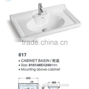 FOSHAN LELIN ceramic L810mm cabinet basin small size vanities top bathroom basin of LT-026