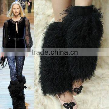 Wholesale Fashion Boot Cuff Fluffy Soft Mongolian Lamb Fur Leg Warmers