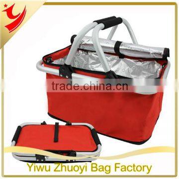 Foldable Bulk Insulated Thermal Food Delivery Cooler Bag with Metal Frame