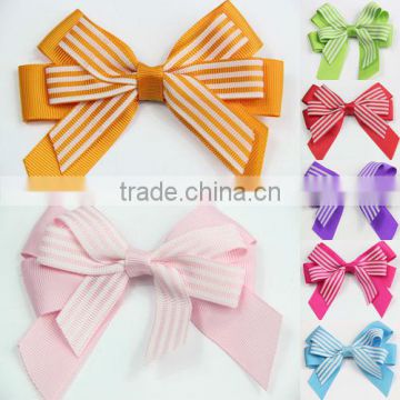 4 inch Girl Costume Boutique Large Hair Bows Clip Stripe hairpin CN007