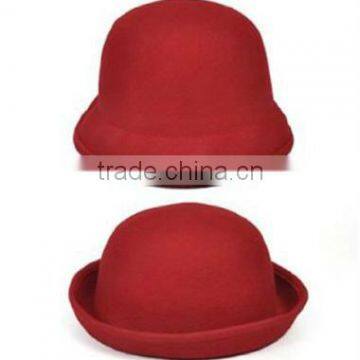 Red Wool Bowler Derby Bucket Hat