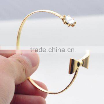 High Quality Environmental Copper Cuff Bangle Gold Plated Bowknot&Flower Women Bracelet photo-2