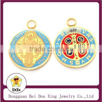 Best Gift For Muslim Stainless Steel Gold Religious Colorful Enamel Saint St Benedict Pendant Cross Medal/ Medalla DE SAn Benito