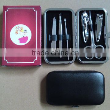 MRT-023 6pcs PU bag with colored box carbon steel cheap manicure set