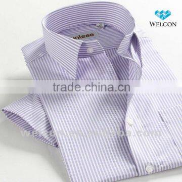 latest brand design short sleeve stripe cotton fashion design men formal shirt