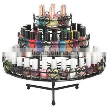 Table Top 3 Tiers Metal Round Rotating Nail Polish Display Rack