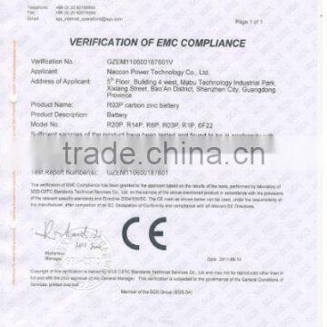 Carbon Zinc battery CE