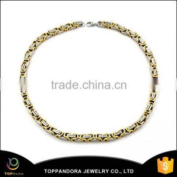 316 L stainless steel jewelry two tone byzantine chain necklace