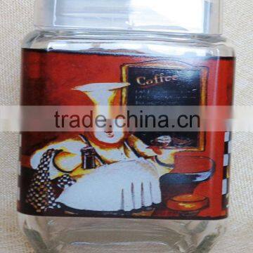 High quality square shaped dry coffee beans glass jars for sale