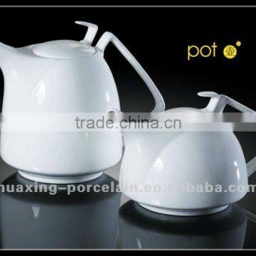 High quality super white porcelain coffee and tea pot H3969