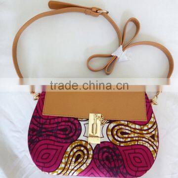 2016 Famous new style cross bags for girls ankara african prints and fabric bag PU leather handbag