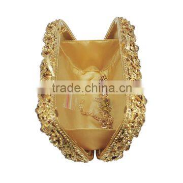 Gold Crystal Rhinestone Elegant Wedding Diamante Ladies Clutch Evening Bag (88161A-GG) photo-6