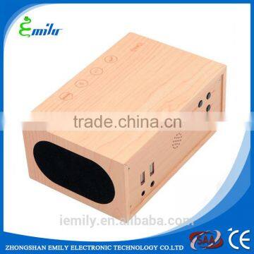 Wooden Qi Wireless Charger Transmitter Bluetooth Speaker + Alarm Clock photo-5