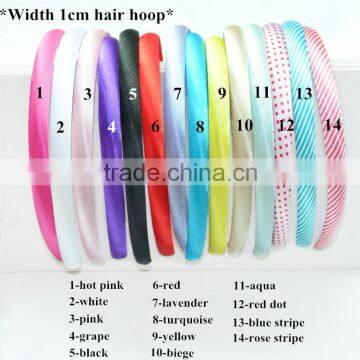 Wholesale Solid And Printed 1cm Width Grosgrain Ribbon Hair Hoops,Plastic Girly Hair Band