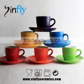 Cute Embossed Figure Ceramic Coffee Set With Saucer photo-2